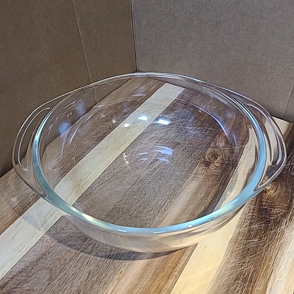 Vintage PYREX #023 Clear Glass 1.5 Quart Casserole 8" Bowl with Handles, USA!